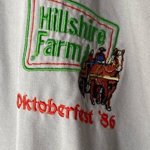 Vintage 80’s Hills shire Farms Octoberfest 86’ mens light jacket gray Large L - Picture 8 of 15